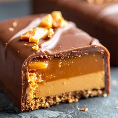 Cross-Section of Decadent Salted Caramel Chocolate Tart with Walnuts and Glaze
