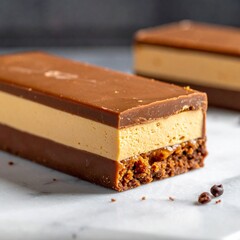 Sleek Square Chocolate Caramel Dessert Bars with Multiple Smooth Layers
