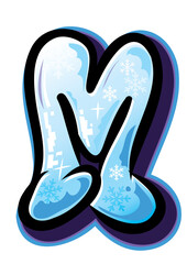 Obraz premium Mr. Freezy Snowman Themed Color Font – Hand-Drawn Winter Alphabet Set, Uppercase Lowercase Numbers and Snowflake Doodle Elements, Christmas Ice Text Style for Holiday Design