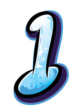 Mr. Freezy Snowman Themed Color Font &ndash; Hand-Drawn Winter Alphabet Set, Uppercase Lowercase Numbers and Snowflake Doodle Elements, Christmas Ice Text Style for Holiday Design