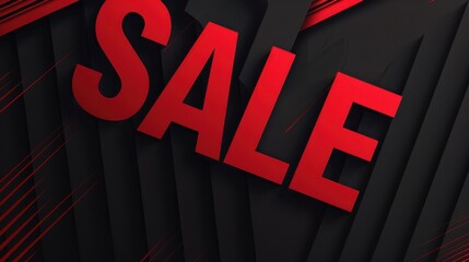 Bold red text reading 'SALE' on a dark background with dynamic lines. The design conveys urgency and excitement for promotional offers.