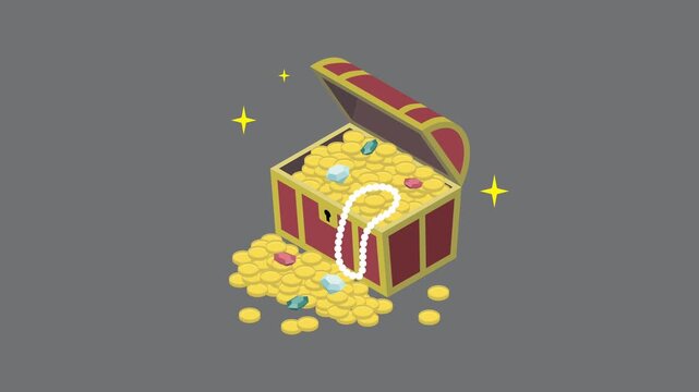 アイソメトリックイラスト：宝箱