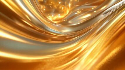 Molten gold liquid material creating abstract flowing waves - Powered by Adobe