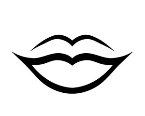 lips silhouette, icon isolated on white background, model 4
