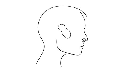 Single line drawing in modern minimalist style of bald head symbol for World Cancer Day  