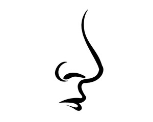 Obraz premium nose silhouette, icon isolated on white background, model 1 