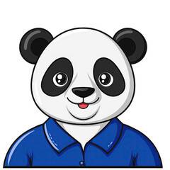 Fototapeta premium Cartoon Panda Character Wearing A Blue Collared Shirt Smiling Adorably With A Transparent Background Ideal For Animation And Design Projects