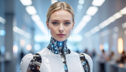 woman humanoid on bokeh backgroud