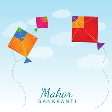 Happy makar sankranti happy kite flying background