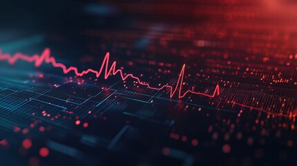 Ecg cardiogram graph with heartbeat lines on dark abstract medical background, healthcare and cardiology concept