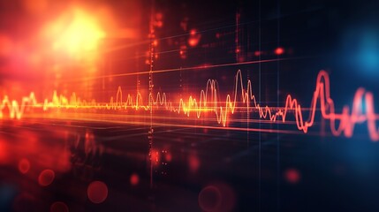 Ecg cardiogram graph with heartbeat lines on dark abstract medical background, healthcare and cardiology concept