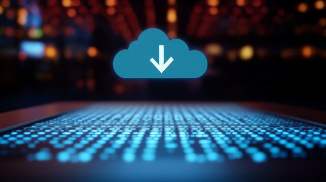 Cloud computing growth upward trend indicator arrow graphic illustrating data upload and digital progress. - Powered by Adobe