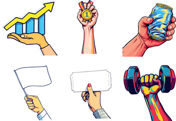 Vsai hands holding objects depicting business, success and strength