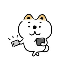 カードで支払う白い柴犬