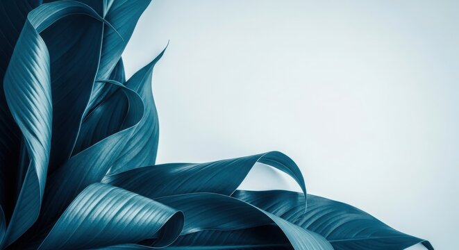 Elegant Teal Leaf Design Gentle Swirls Soft Background