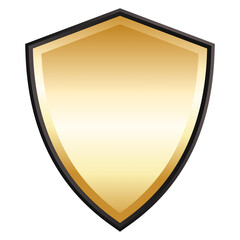 Black and Gold Metallic Shield Emblem with Ornate Edge