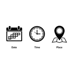 date time place icons for event planning