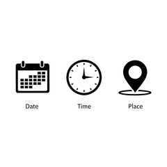 date time place event planning information icons