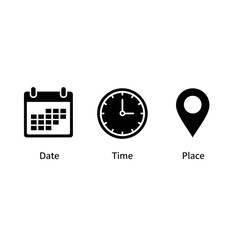 event planning icons date time place information