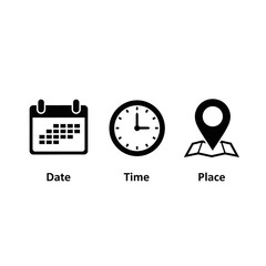 date time place icons event planning schedule graphic