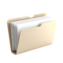 Open beige folder filled with white paper on a black background