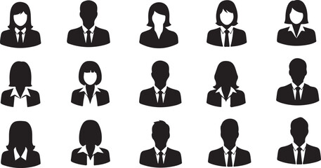 Diverse Business Professional Silhouettes: Men and Women in Suits and Ties