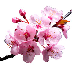 Pink blossoms. Blossoms, buds, and branches on a black background