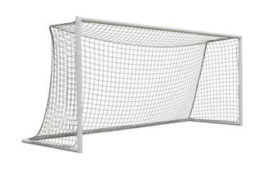 Modern soccer goal with net, ready for the big game, a symbol of sportsmanship, competition, and athletic achievement
