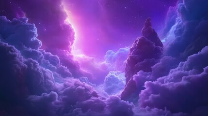 Dreamy Purple Clouds in a Magical Sky at Dusk