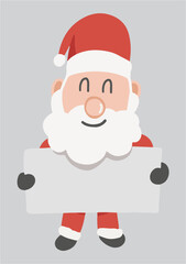 Cute Santa Claus Holding Blank Sign – Christmas Vector Illustration