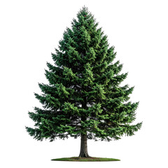 Evergreen Tree A full, lush, green tree against a stark black background