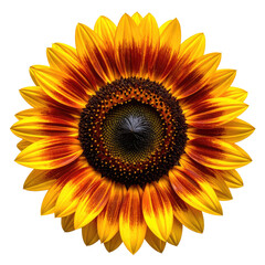 Detailed sunflower blossom with yellow and reddish-brown gradient petals