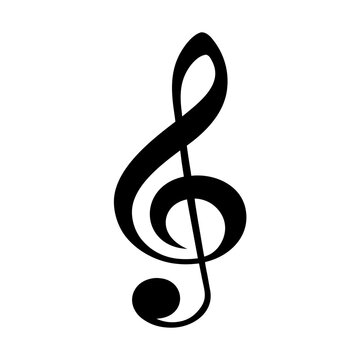 The black treble clef on white background on transparent background silhouette