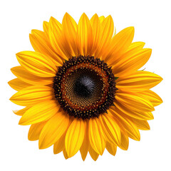 Sunflower Yellow petals surround dark center on black background