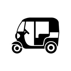 Fototapeta premium Illustration of a black auto rickshaw on transparent background silhouette