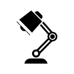 A black desk lamp on a white background on transparent background silhouette