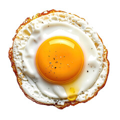 Fried egg Sunny side up, sprinkled with pepper, on black background