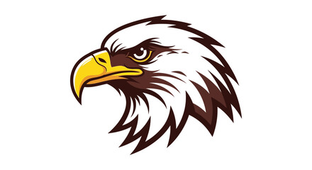 Stylized vector illustration of a bald eagle head mascot with a fierce expression on a white background.