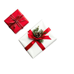 Wrapped gifts with ribbon. Isolated on black