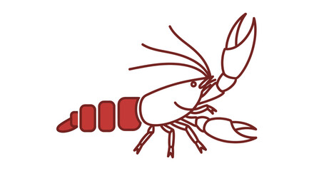 Illustration of a red shrimp with raised claws.
