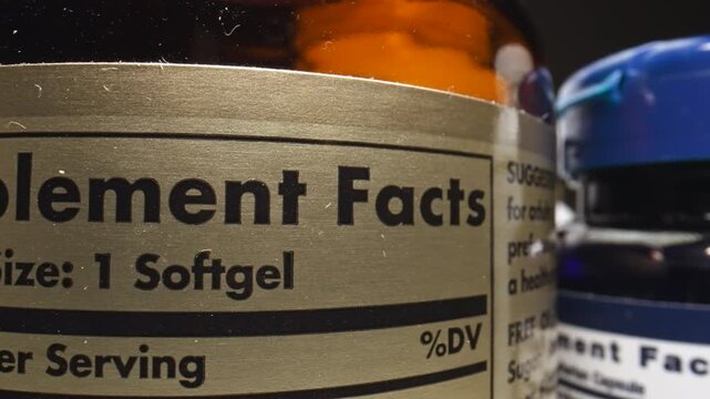 Product Description Label of Nutritional Supplements Jars