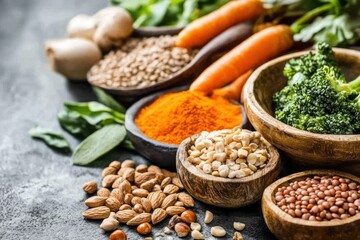 A vibrant and diverse assortment of fresh produce and natural ingredients, each contributing to a rich tapestry of flavors and textures.