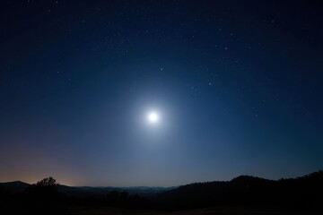 Fototapeta premium Expansive night sky featuring a full Moon and quiet horizon