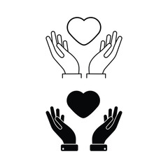Obraz premium Hand holding heart line and glyph icon. Charity and donation concept, solidarity. Heart health care for apps and website. Editable stroke. Vector illustration. Design on white background. EPS 10