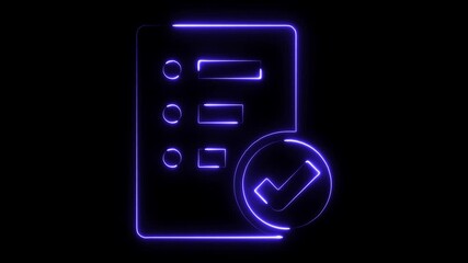 Neon checklist completed task verified success confirmation done approved item selected option chosen verified choice