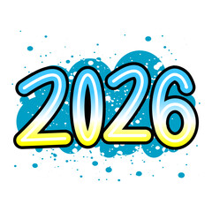 Happy new year 2026 with colorful paint bubble splash background