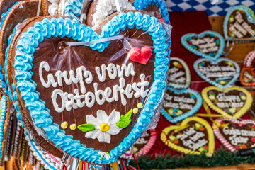 typical ginger bread heart at a kiosk