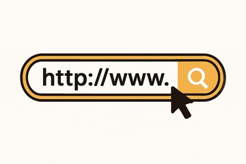 A cursor hovers over a search bar with "http://www. " typed into it.