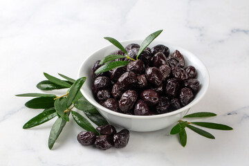 Black olive. Delicious olives grown in the Mediterranean and Egean region