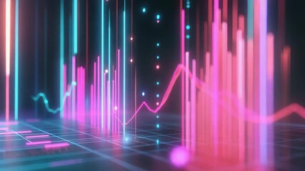 Digital data analytics displaying glowing financial market trends - Powered by Adobe